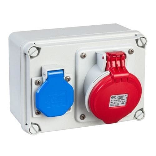 IDE - Caja estanca light 1 base empotrar 3 polos + neutro + toma tierra 16A
