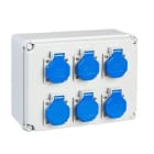 IDE - Caja estanca light 6 bases Schuko 2 polos + toma tierra 16A