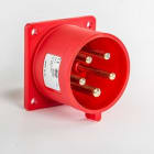 IDE - Clavija empotrar recta IP44 3 polos + neutro + toma tierra 380V 32A 6h de color rojo