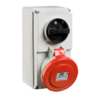 IDE - Base mural IP44 3 polos + neutro + toma tierra 380V 32A 6h de color rojo