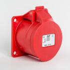 IDE - Base empotrar recta IP44 3 polos + neutro + toma tierra 380V 16A 6h de color rojo