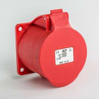 IDE - Base empotrar recta IP44 3 polos + neutro + toma tierra 380V 32A 6h de color rojo