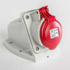 IDE - Base mural recta IP44 3 polos + tierra 380V 16A 6h de color rojo