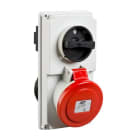 IDE - Base enclavamiento IP44 3 polos + tierra 380V 32A 6h de color rojo