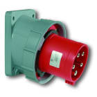 IDE - Clavija empotrar inclinada IP67 3 polos + tierra 380V 63A 6h de color rojo