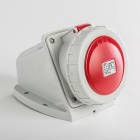 IDE - Base mural estanca IP67 3 polos + neutro + toma tierra 380V 32A 6h de color rojo