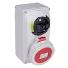 IDE - Base mural IP67 3 polos + neutro + toma tierra 380V 16A 6h de color rojo