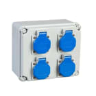 IDE - Caja estanca light 4 BASES Schuko 2 polos + toma tierra 16A