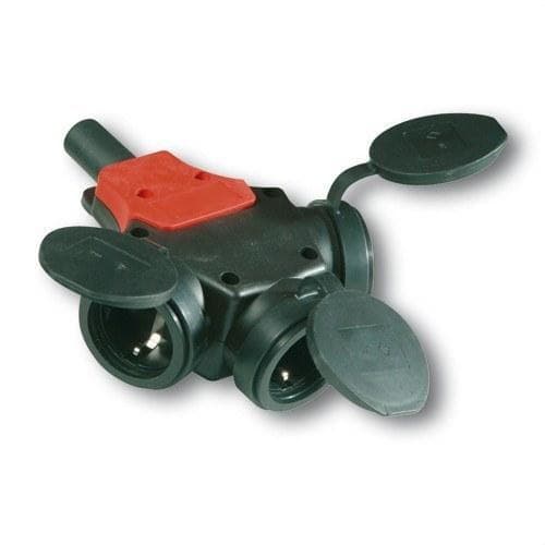 IDE - Base caucho IP44 3 salidas 2 polos + toma tierra lateral 250V 16A