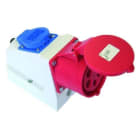 IDE - Base combo IP44 3 polos + neutro + toma tierra 380V 16A 6h de color rojo