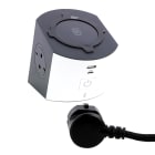 LEGRAND - Base múltiple con estación de carga inalámbrica inclinada para smartphones, USB tipo A y C y 2x2P+T. Color blanco y negro. Cable 2 m