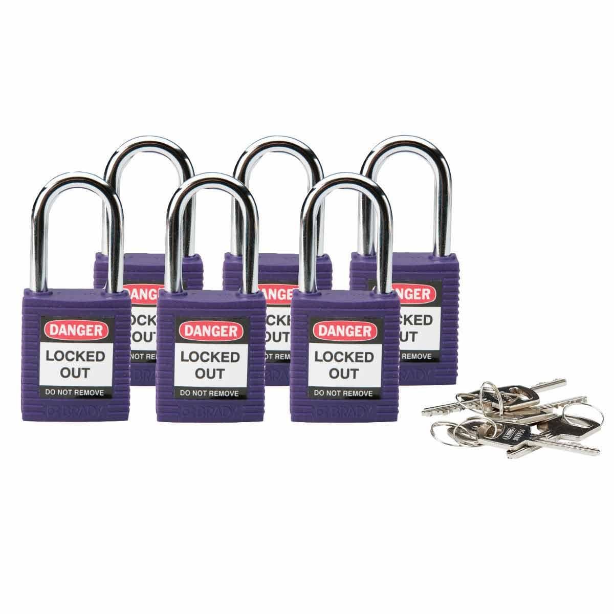 BRADY - SFTY PADLOCK STEEL 38MM SHA PURPLE 6/PAC SAFETY PA