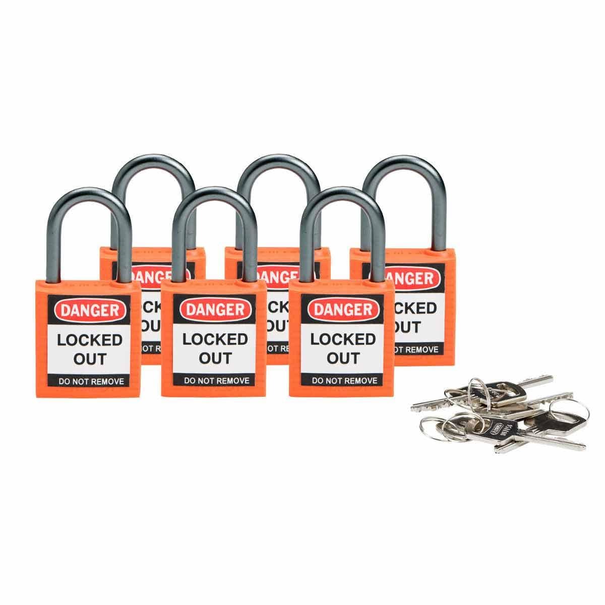 BRADY - COMPACT SAFE PADLOCK 25MM SHA KD ORG/6 SAFETY PADLOCKS - COMPACT