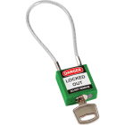 BRADY - COMPACT CABLE PADLOCK GREEN 20CM KD SAFETY PADLOCK