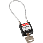 BRADY - COMPACT CABLE PADLOCK BLACK 20CM KD SAFETY PADLOCK