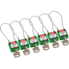 BRADY - COMPACT CABLE PADLOCK GREEN 20CM KD/6PK SAFETY PADLOCKS - COMPACT CABLE