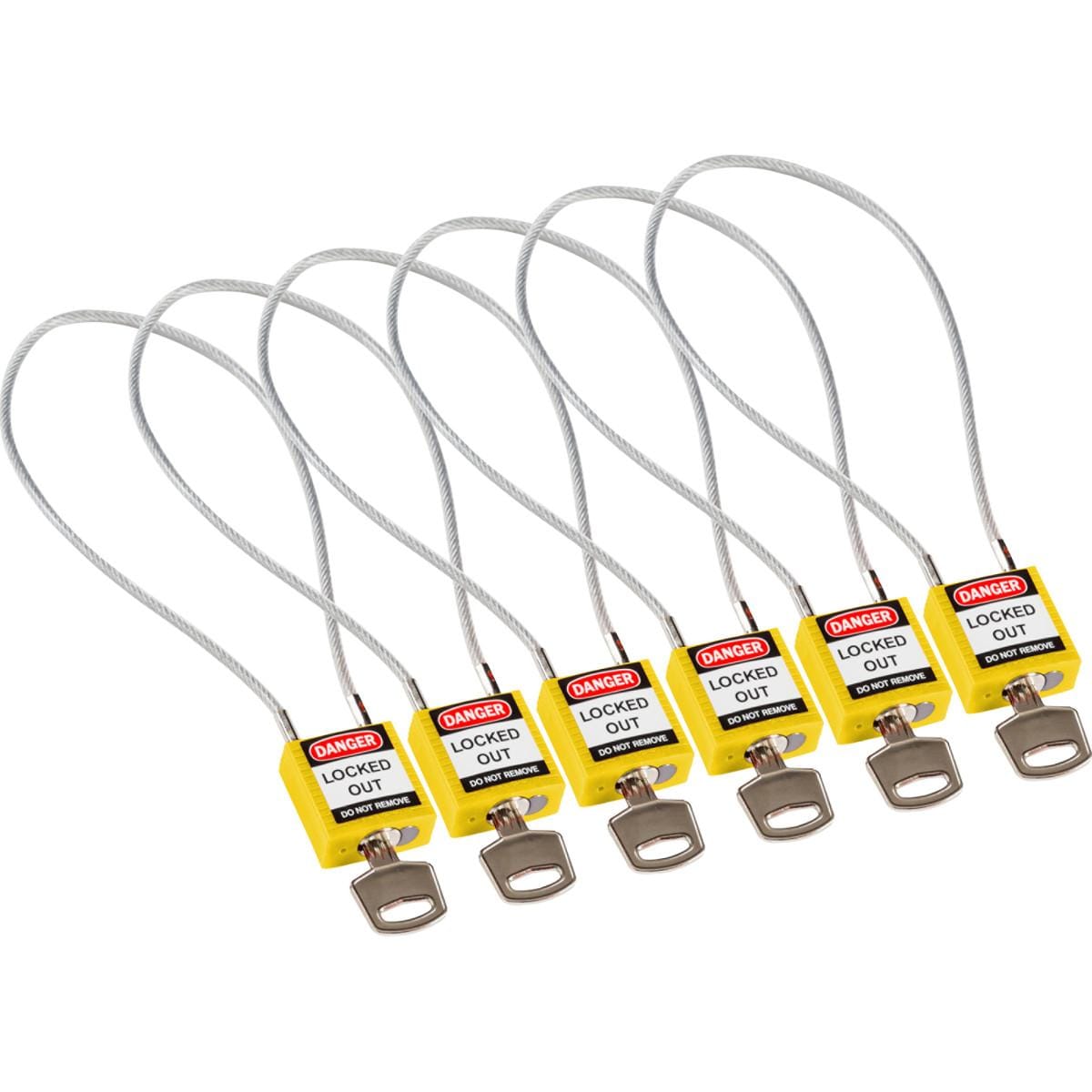 BRADY - COMPACT CABLE PADLOCK YELLOW 40CM KD/6PK SAFETY PA
