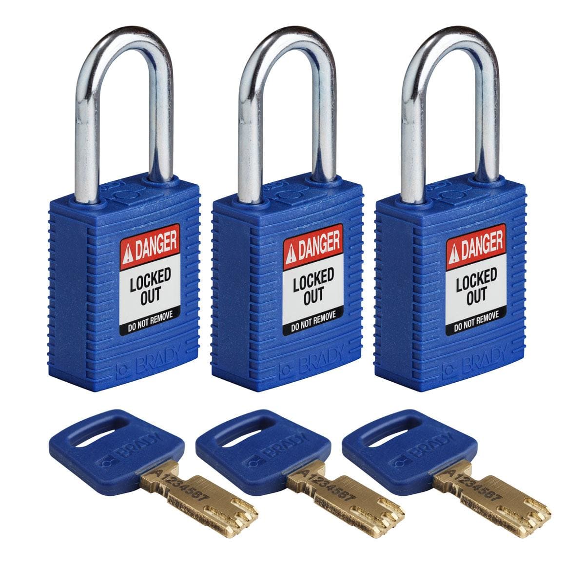 BRADY - NYL-BLU-38ST-KA3PK SAFEKEY PADLOCKS - NYLON