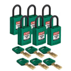 BRADY - CPT-GRN-25PL-KD6PK SAFEKEY PADLOCKS - COMPACT