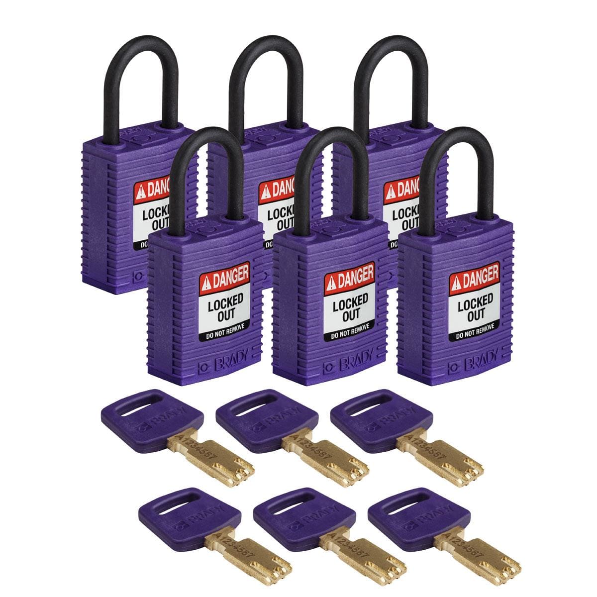 BRADY - CPT-PRP-25PL-KD6PK SAFEKEY PADLOCKS - COMPACT