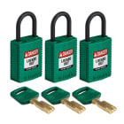 BRADY - CPT-GRN-25PL-KA3PK SAFEKEY PADLOCKS - COMPACT