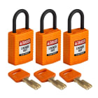 BRADY - CPT-ORG-25PL-KA3PK SAFEKEY PADLOCKS - COMPACT