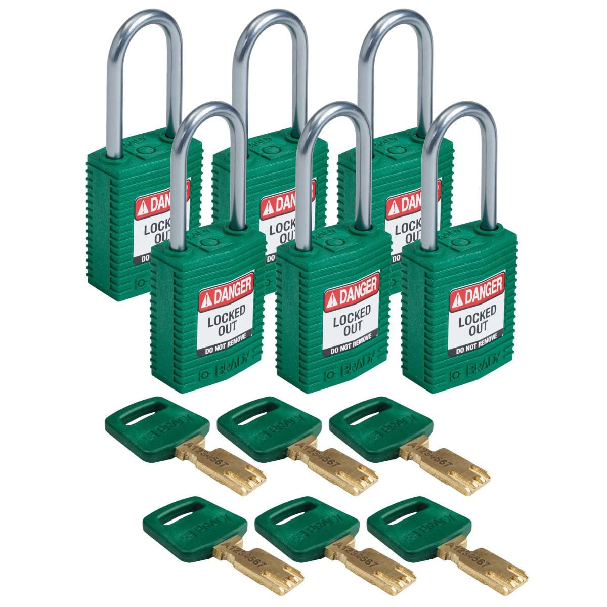 BRADY - CPT-GRN-38AL-KD6PK SAFEKEY COMPACT NYLON LOCKOUT P