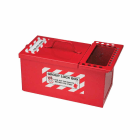 BRADY - METAL STORAGE LOCK BOXSMALLRED COMBINED LOCK STORAGE / GROUP LOCKOUT BOX