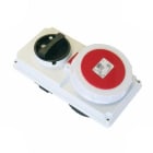 INTERFLEX - Base seguridad empotrar interruptor bloqueo estanca 32A 3 polos+neutro rojo