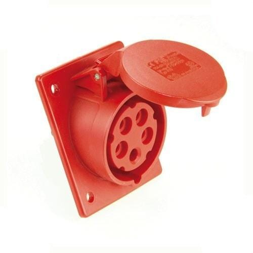 INTERFLEX - Base empotrar inclinada protección 32A 3 polos+neutro 6h rojo