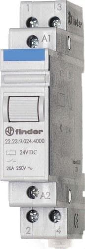 FINDER - Relé auxiliar modular SERIE 22, montaje carril 35mm, 1NA + 1NC, 20A, AgSnO2, 12V DC
