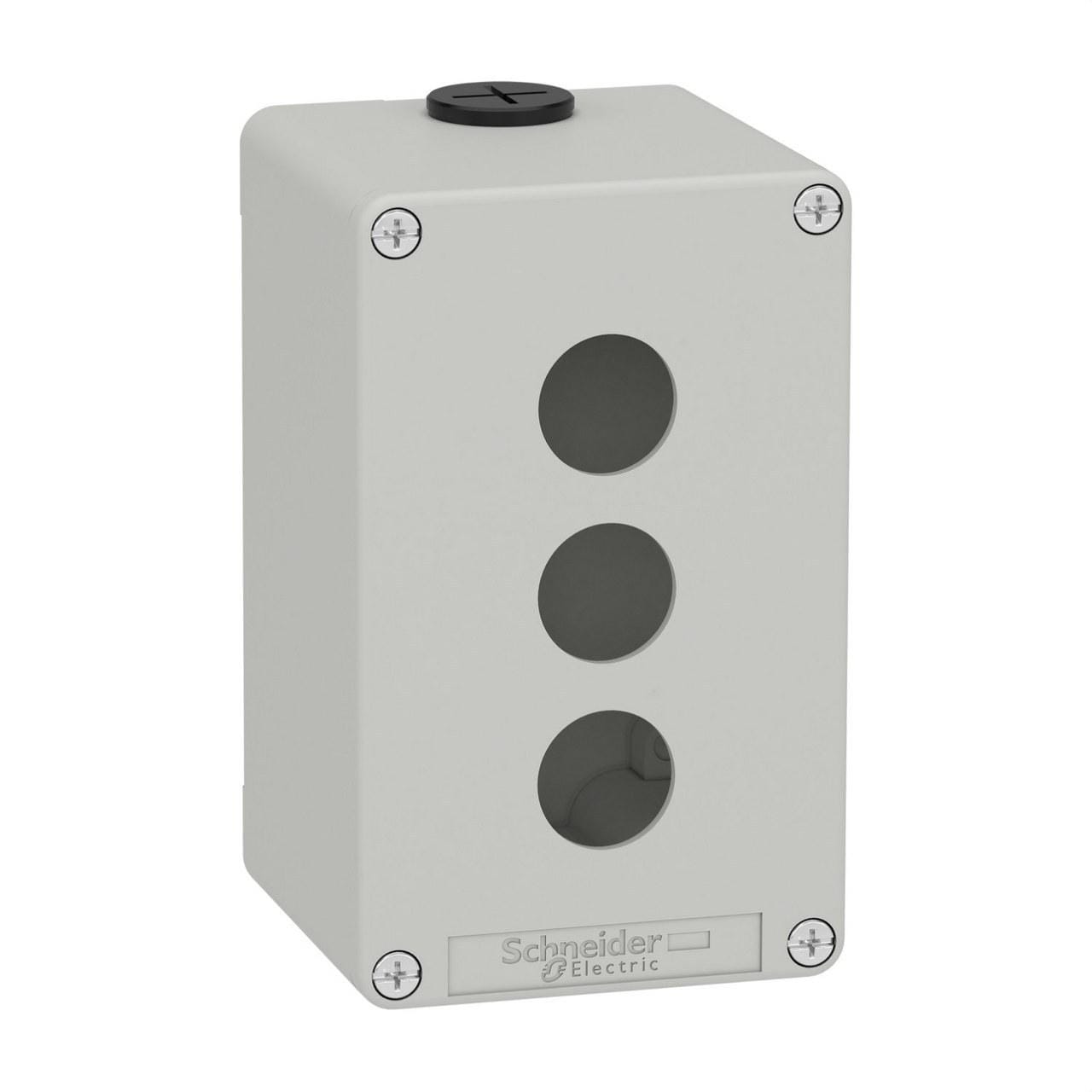 Schneider Electric - Caja vacía con 3 orificios gris