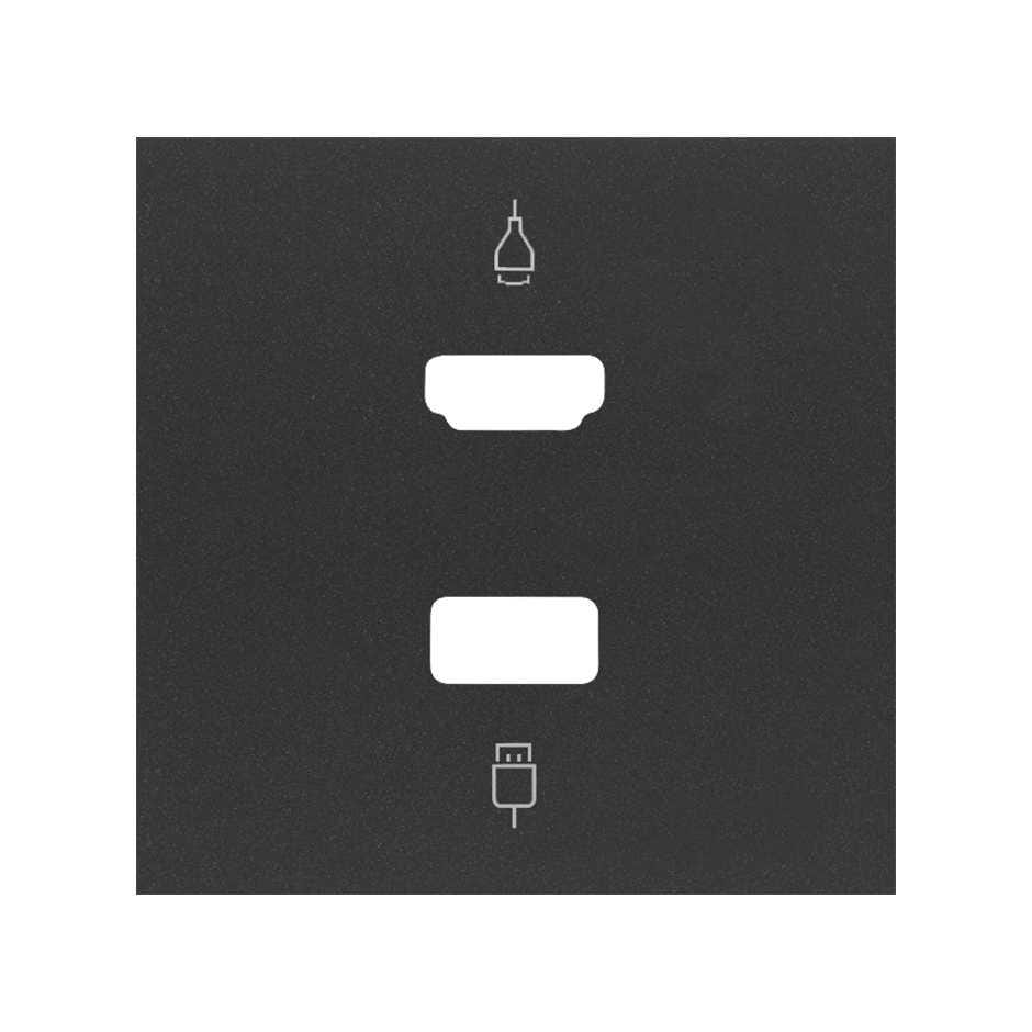 SIMON - Tapa SIMON 100 para conector HDMI/USB con 2 módulos negro mate