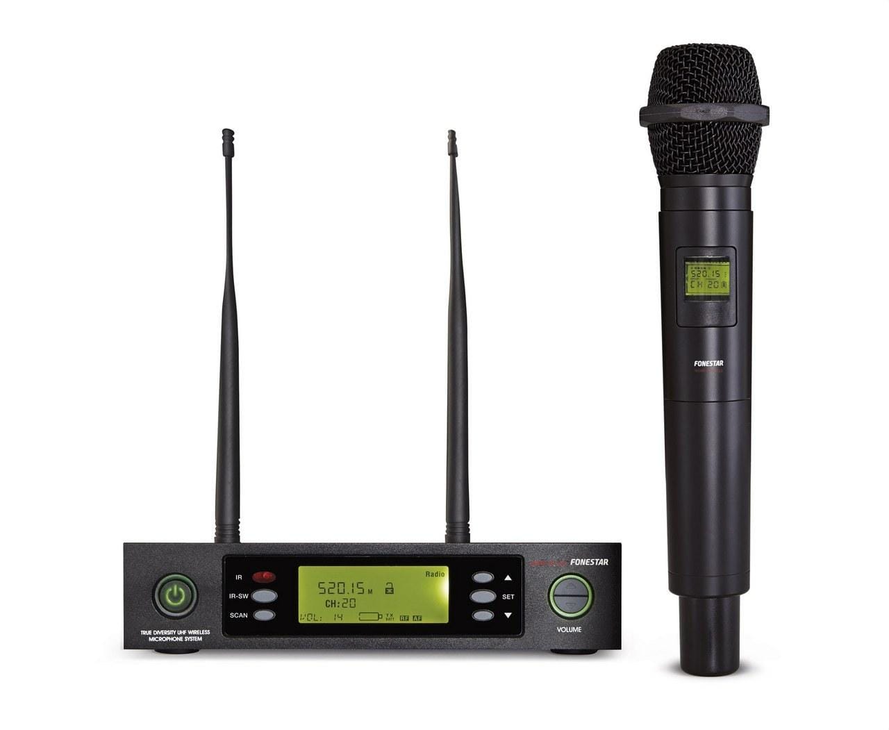 FONESTAR - Receptor true diversity 582MHz con micrófono inalámbrico de mano 32 canales