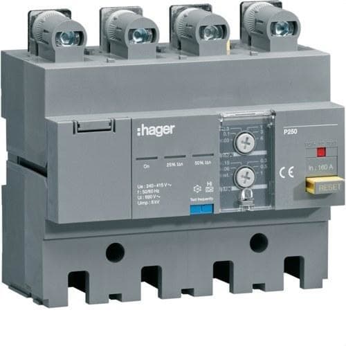 HAGER - Bloque diferencial h3+ para interruptor automático P250 In 160A regulable