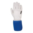 JUBA - Guante WELDY de piel flor cabra  talla 7/S con manguito de serraje, azul/blanco