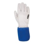 JUBA - Guante WELDY de piel flor cabra  talla 11/XXL con manguito de serraje, azul/blanco