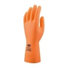 JUBA - Guante Látex flocado interior de algodón grosor 1mm talla 9 color naranja embolsado individual