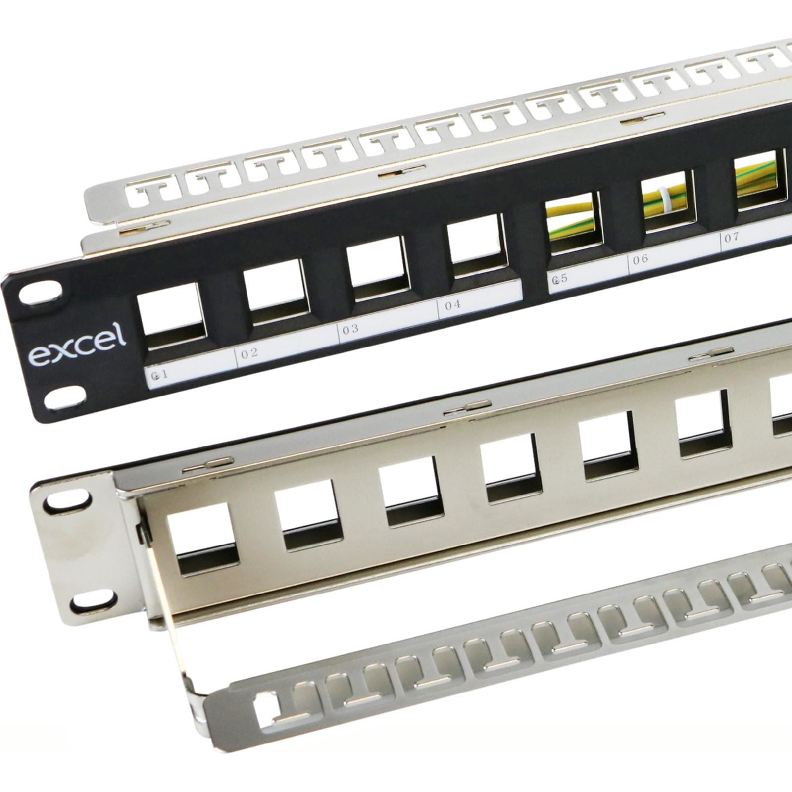 EXCEL - EXCEL 16-PORT KEYSTONE JACK FRAME PLASTIC FRONT-BK