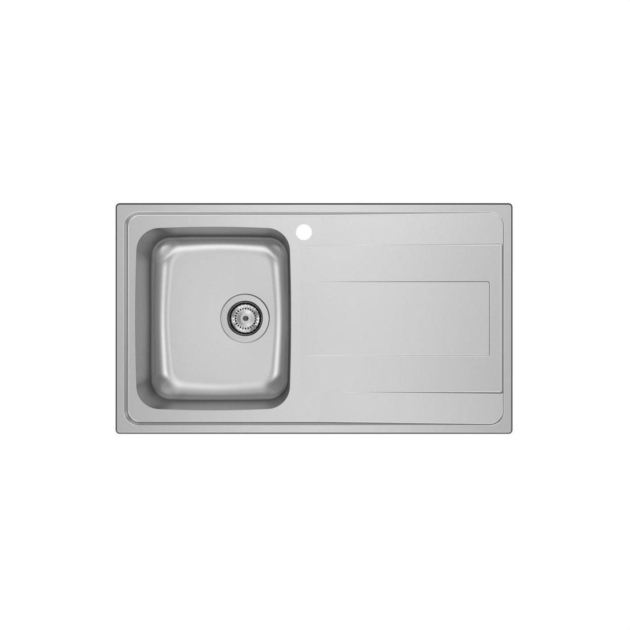 ROCA - Fregadero BUDAPEST 86 ED 1 cubeta 1 orificio 1 escurridor a la derecha y válvula 3½'