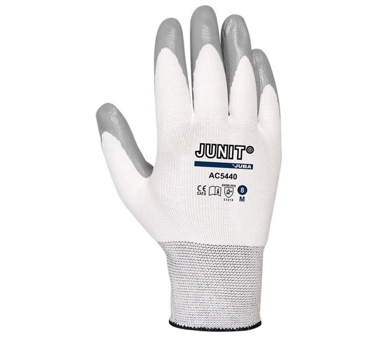 JUBA - Guante sin costuras poliamida con nitrilo talla 9 gris+blanco