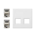 SIMON - Placa V&D plana SG SIMON 500 CIMA con 2 conectores 6FTP blanco