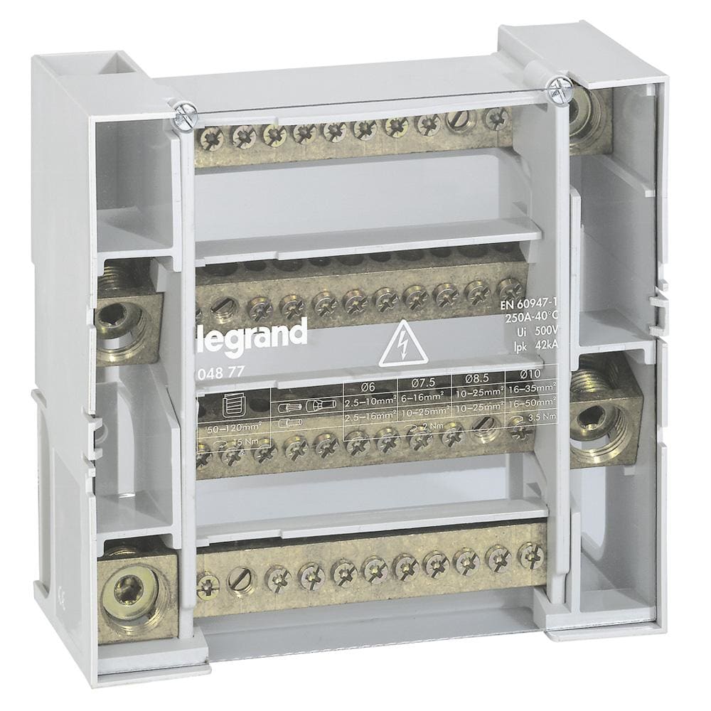LEGRAND - Repartidor módulo monobloc - 4P - 250A - 12 conexiónes - 9 módulos