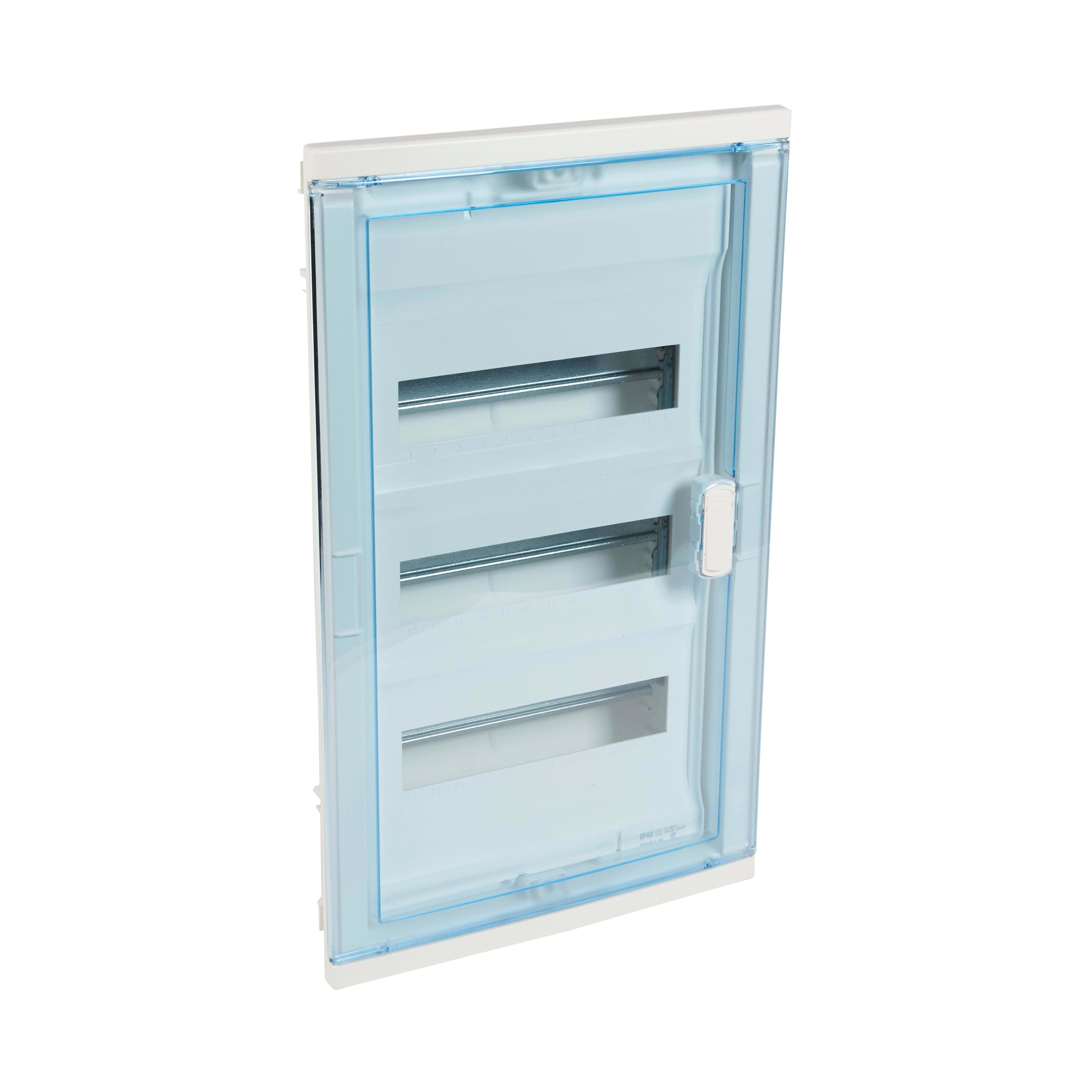 LEGRAND - Caja modular de empotrar Nedbox con puerta transparente extraplana - 3 filas de 12+2 módulos