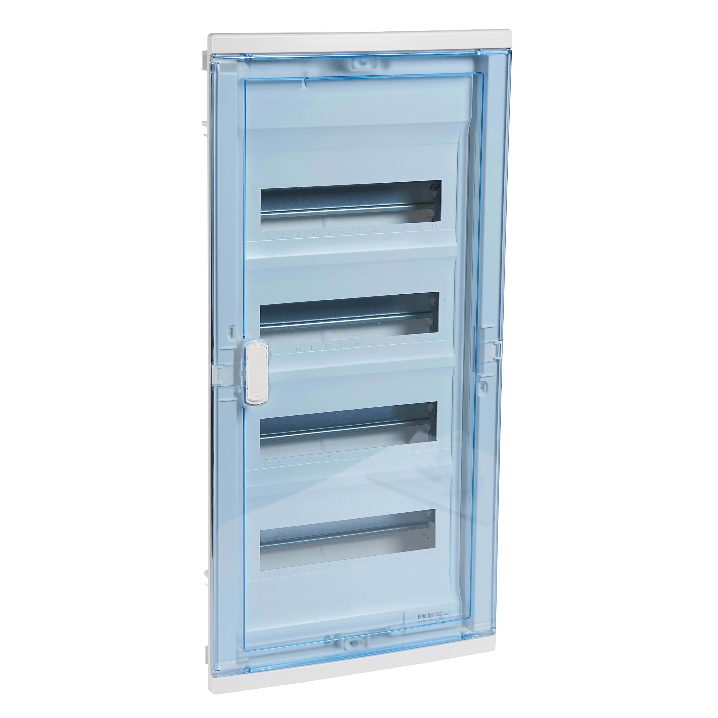 LEGRAND - Caja modular de empotrar Nedbox con puerta transparente extraplana - 4 filas de 12+2 módulos