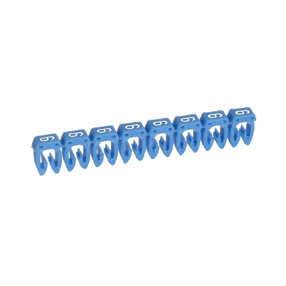 LEGRAND - Etiqueta CAB 3 para cableado de 0,15 a 0,5mm² - cifra 6 - azul