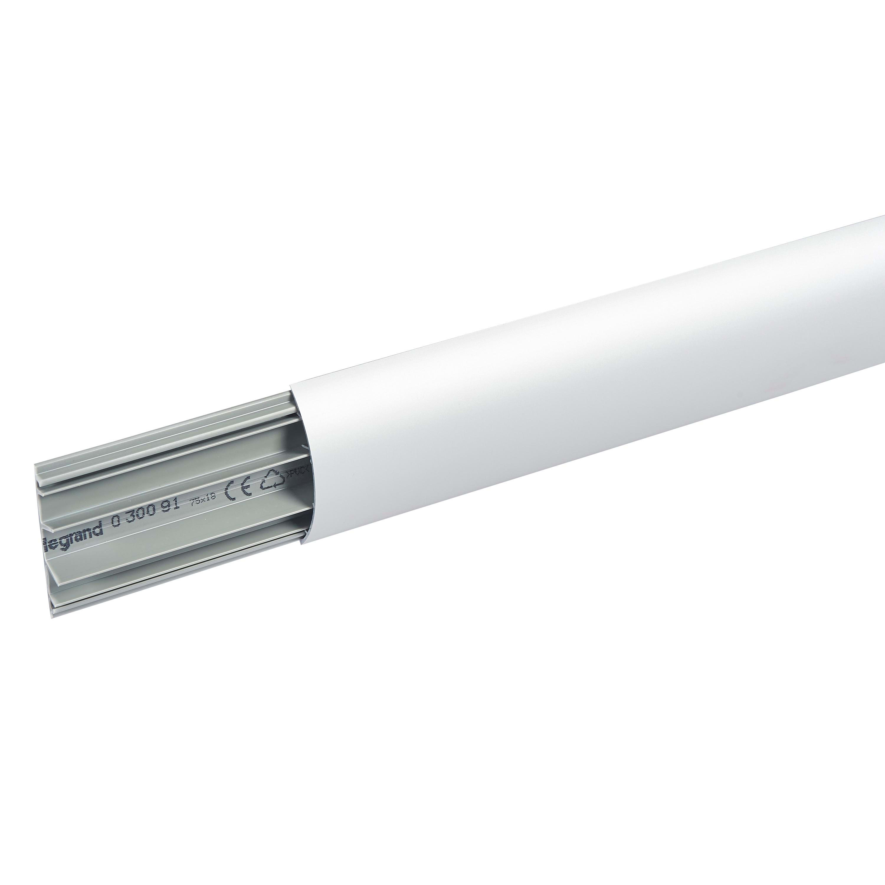 LEGRAND - Canal de suelo pasacables - 75x18mm - 3 compartimentos - L. 2m - con tapa - Aluminio