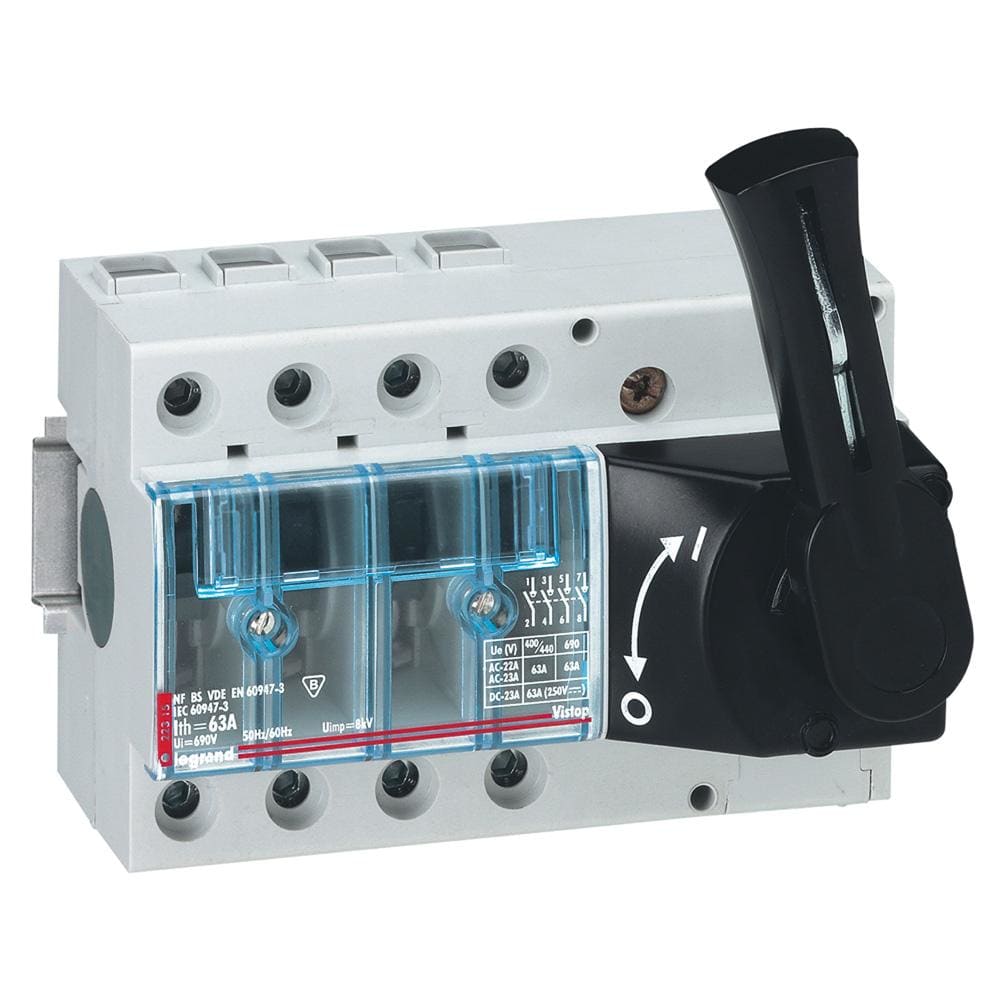 LEGRAND - Interruptor seccionador Vistop - 63A - 4P - mando frontal - maneta negra