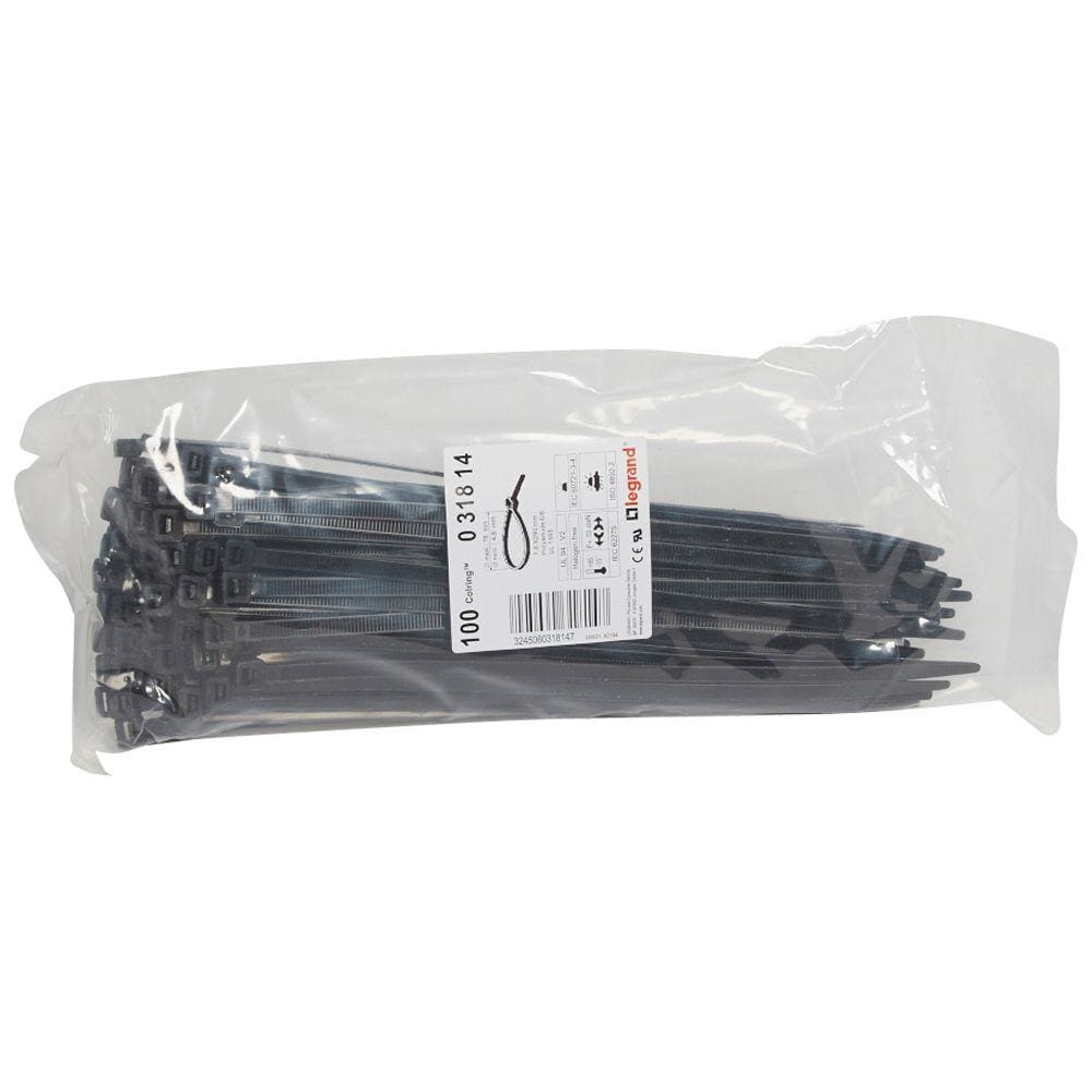 LEGRAND - Brida Colring. Ancho 7,6mm. Longitud 290mm. En bolsa de 100 unidades. Negra