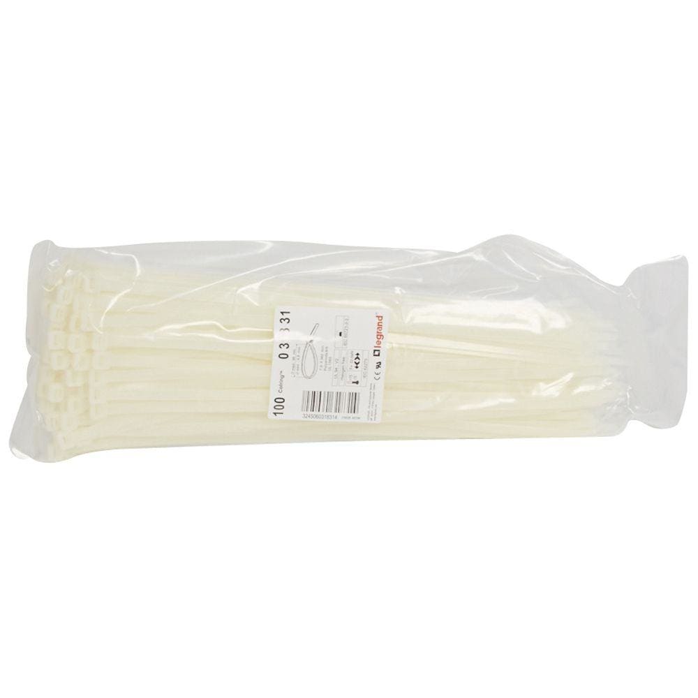 LEGRAND - Brida Colring. Ancho 7,6mm. Longitud 360mm. En bolsa de 100 unidades. Transparente